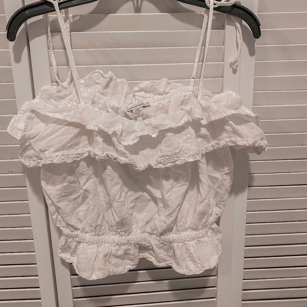 American Eagle Ruffled Tie-Strap Crop Top